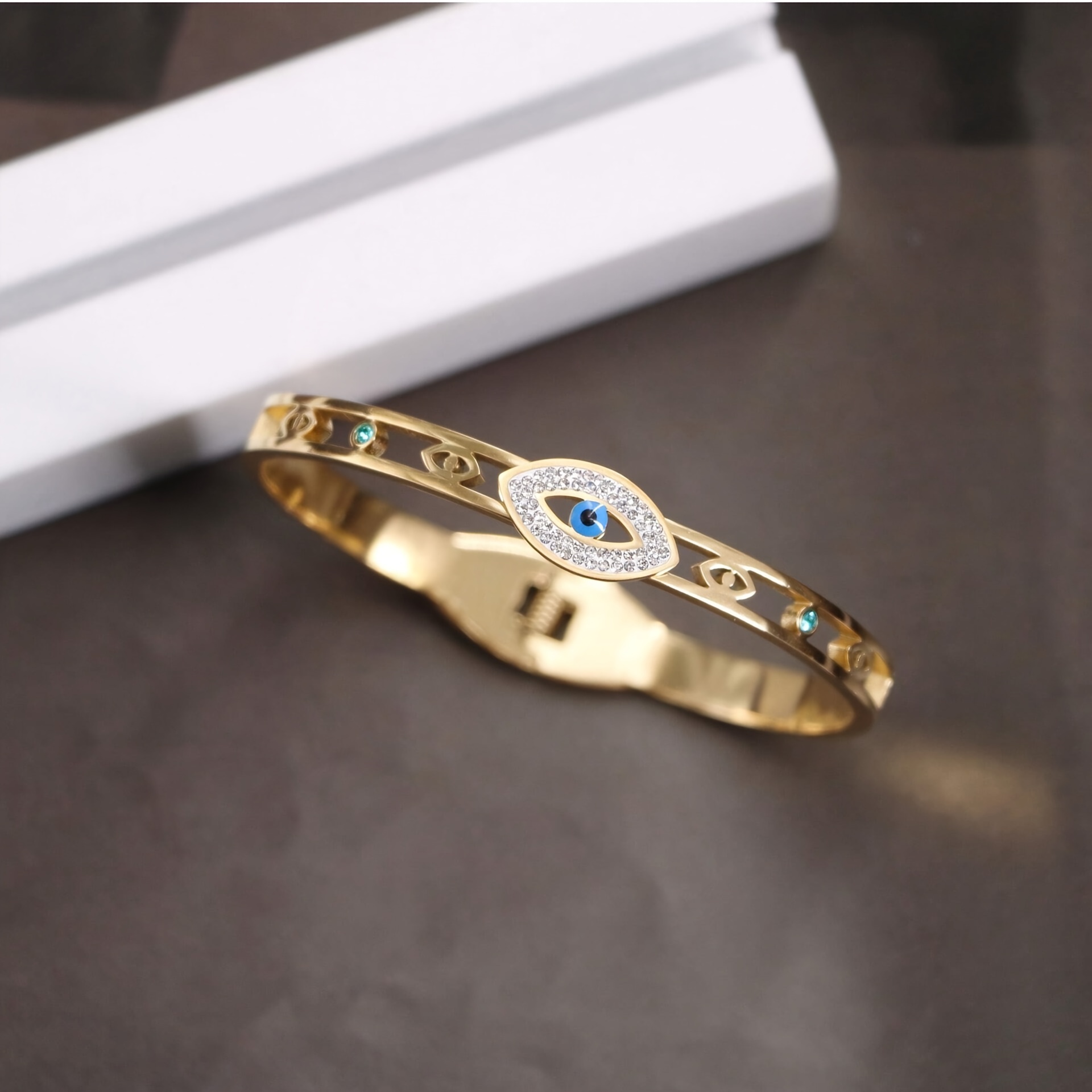 Evil Eye Stainless Steel Bracelet 18K Golden Plated Vintage Style